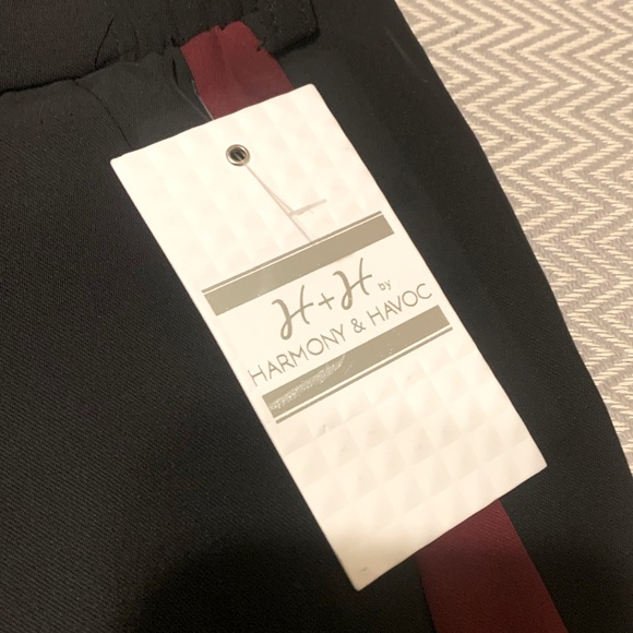 Harmony & Havoc black pants with maroon side stripe. Cuffed bottom. Pull on. 14. - Picture 5 of 5